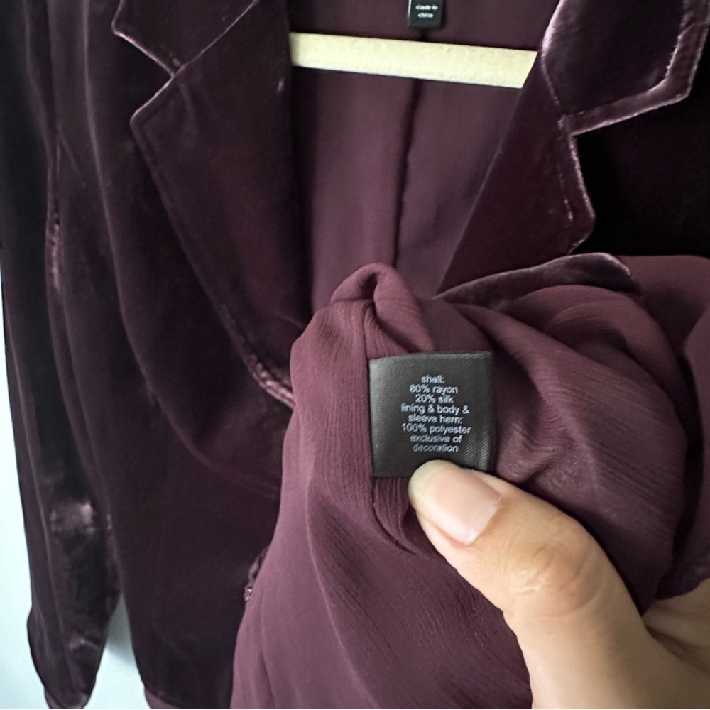 The Limited Vintage Velour Holiday Front Tie Blazer in Burgundy Small Holiday - Picture 6 of 10